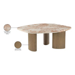 Puglia Marble Top And Oak Wood Base Coffee Table in Cream