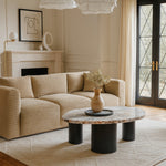 Puglia Marble Top And Oak Wood Base Coffee Table in White