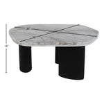 Puglia Marble Top And Oak Wood Base Coffee Table in White