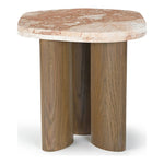 Puglia Marble Top And Oak Wood Base End Table in Cream