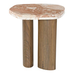 Puglia Marble Top And Oak Wood Base End Table in Cream