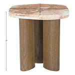 Puglia Marble Top And Oak Wood Base End Table in Cream