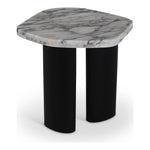 Puglia Marble Top And Oak Wood Base End Table in White