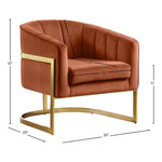 Carter Velvet Upholstered Accent Chair in Cognac