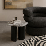 Puglia Marble Top And Oak Wood Base End Table in White