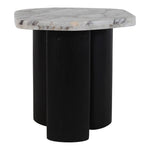 Puglia Marble Top And Oak Wood Base End Table in White