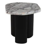 Puglia Marble Top And Oak Wood Base End Table in White