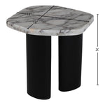 Puglia Marble Top And Oak Wood Base End Table in White