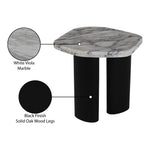 Puglia Marble Top And Oak Wood Base End Table in White