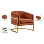 Carter Velvet Upholstered Accent Chair in Cognac