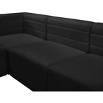 Quincy 95" Velvet Upholstered Comfort 5pc. Modular Sectional in Black