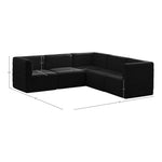 Quincy 95" Velvet Upholstered Comfort 5pc. Modular Sectional in Black