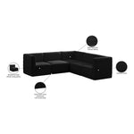 Quincy 95" Velvet Upholstered Comfort 5pc. Modular Sectional in Black