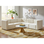 Quincy 95" Velvet Upholstered Comfort 5pc. Modular Sectional in Cream