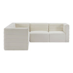 Quincy 95" Velvet Upholstered Comfort 5pc. Modular Sectional in Cream
