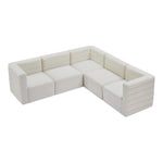 Quincy 95" Velvet Upholstered Comfort 5pc. Modular Sectional in Cream