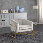 Carter Velvet Upholstered Accent Chair in Cream