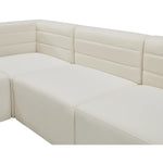 Quincy 95" Velvet Upholstered Comfort 5pc. Modular Sectional in Cream