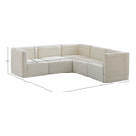 Quincy 95" Velvet Upholstered Comfort 5pc. Modular Sectional in Cream
