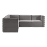 Quincy 95" Velvet Upholstered Comfort 5pc. Modular Sectional in Grey