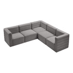 Quincy 95" Velvet Upholstered Comfort 5pc. Modular Sectional in Grey