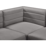 Quincy 95" Velvet Upholstered Comfort 5pc. Modular Sectional in Grey