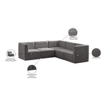 Quincy 95" Velvet Upholstered Comfort 5pc. Modular Sectional in Grey