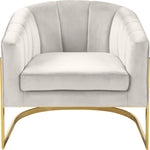 Carter Velvet Upholstered Accent Chair in Cream