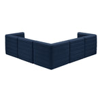Quincy 95" Velvet Upholstered Comfort 5pc. Modular Sectional in Navy