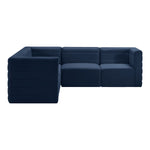 Quincy 95" Velvet Upholstered Comfort 5pc. Modular Sectional in Navy