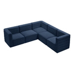 Quincy 95" Velvet Upholstered Comfort 5pc. Modular Sectional in Navy