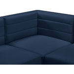 Quincy 95" Velvet Upholstered Comfort 5pc. Modular Sectional in Navy