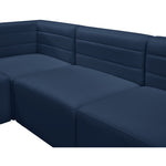 Quincy 95" Velvet Upholstered Comfort 5pc. Modular Sectional in Navy