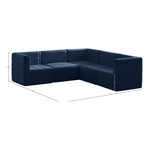 Quincy 95" Velvet Upholstered Comfort 5pc. Modular Sectional in Navy
