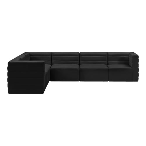 Quincy 126" Velvet Upholstered Comfort 6pc. Modular Sectional in Black