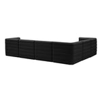 Quincy 126" Velvet Upholstered Comfort 6pc. Modular Sectional in Black