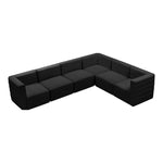 Quincy 126" Velvet Upholstered Comfort 6pc. Modular Sectional in Black