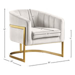 Carter Velvet Upholstered Accent Chair in Cream