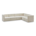 Quincy 126" Velvet Upholstered Comfort 6pc. Modular Sectional in Cream