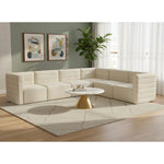 Quincy 126" Velvet Upholstered Comfort 6pc. Modular Sectional in Cream