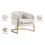 Carter Velvet Upholstered Accent Chair in Cream