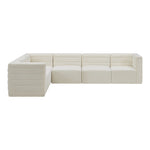 Quincy 126" Velvet Upholstered Comfort 6pc. Modular Sectional in Cream