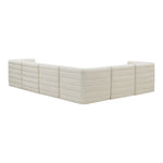 Quincy 126" Velvet Upholstered Comfort 6pc. Modular Sectional in Cream