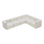 Quincy 126" Velvet Upholstered Comfort 6pc. Modular Sectional in Cream