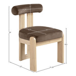 Arienzo Velvet Performance Fabric Upholstered Dining Chair in Brown
