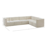 Quincy 126" Velvet Upholstered Comfort 6pc. Modular Sectional in Cream
