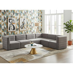 Quincy 126" Velvet Upholstered Comfort 6pc. Modular Sectional in Grey