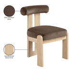 Arienzo Velvet Performance Fabric Upholstered Dining Chair in Brown