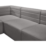 Quincy 126" Velvet Upholstered Comfort 6pc. Modular Sectional in Grey