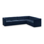 Quincy 126" Velvet Upholstered Comfort 6pc. Modular Sectional in Navy